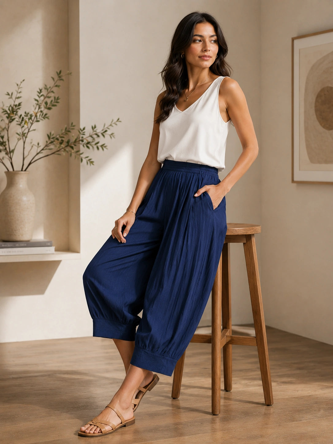 Indigo Wide-Leg Pants – MINKAS SS26