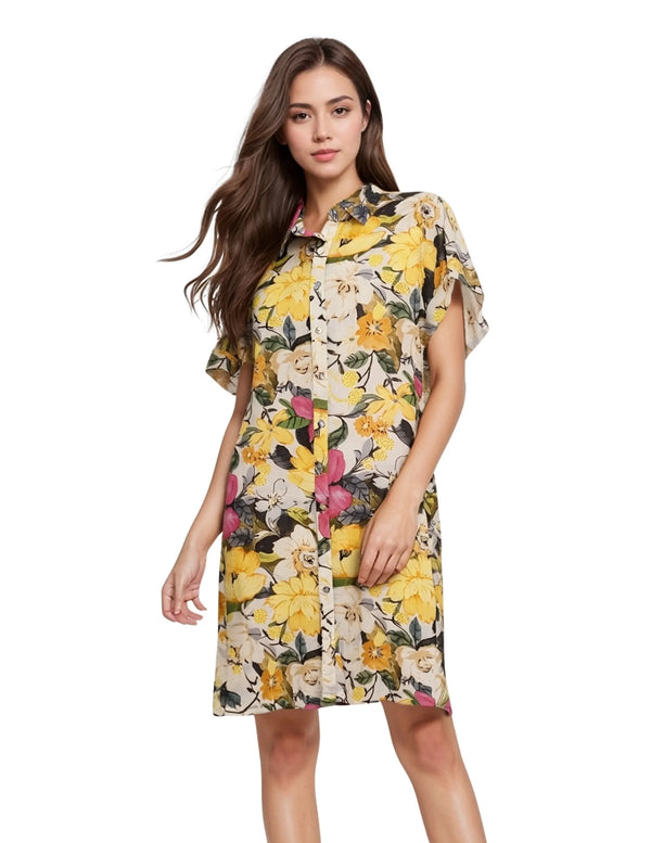 Yellow Floral Flowy Maxi Dress – MINKAS SS26