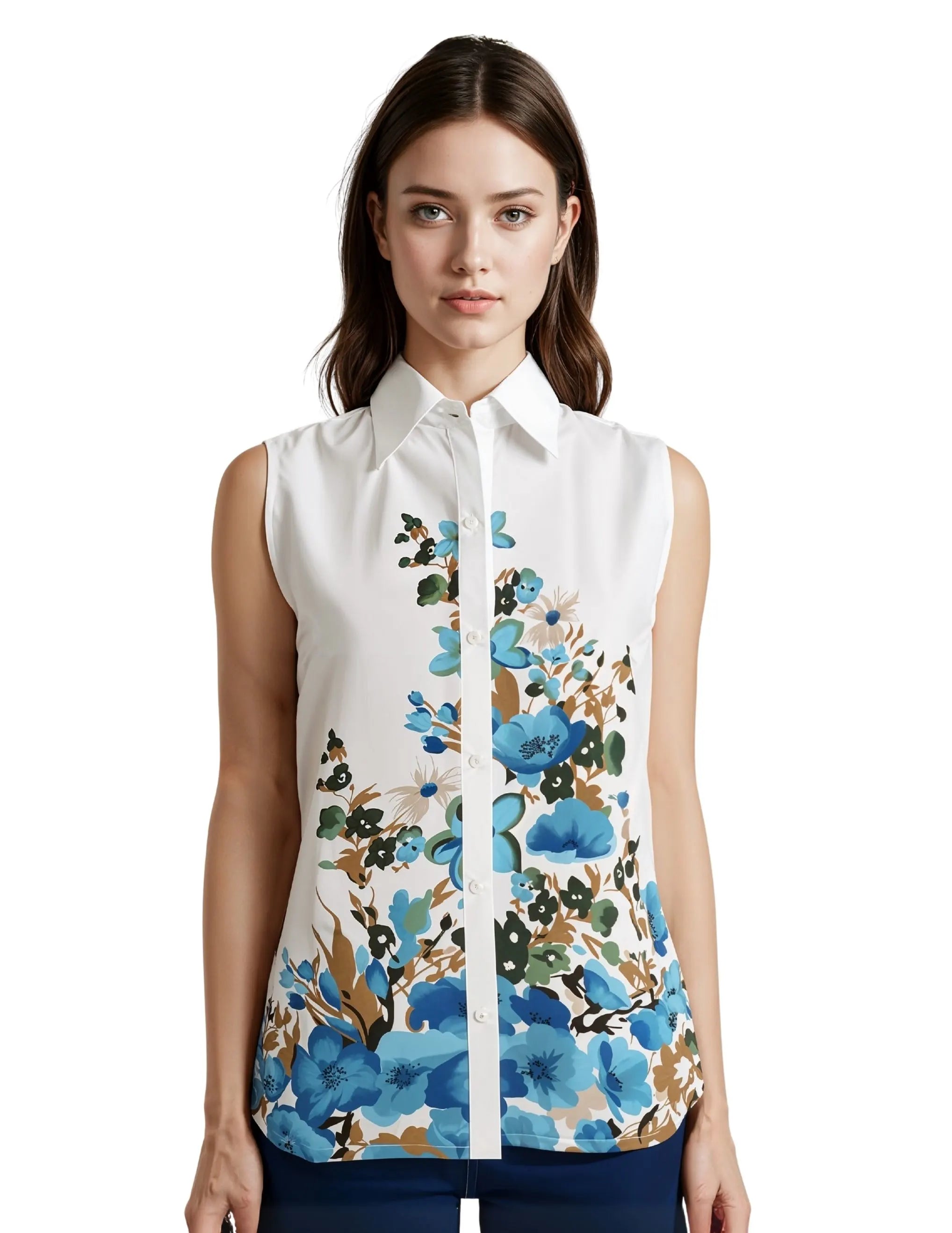 Aqua Cotton Poplin Top – MINKAS SS26