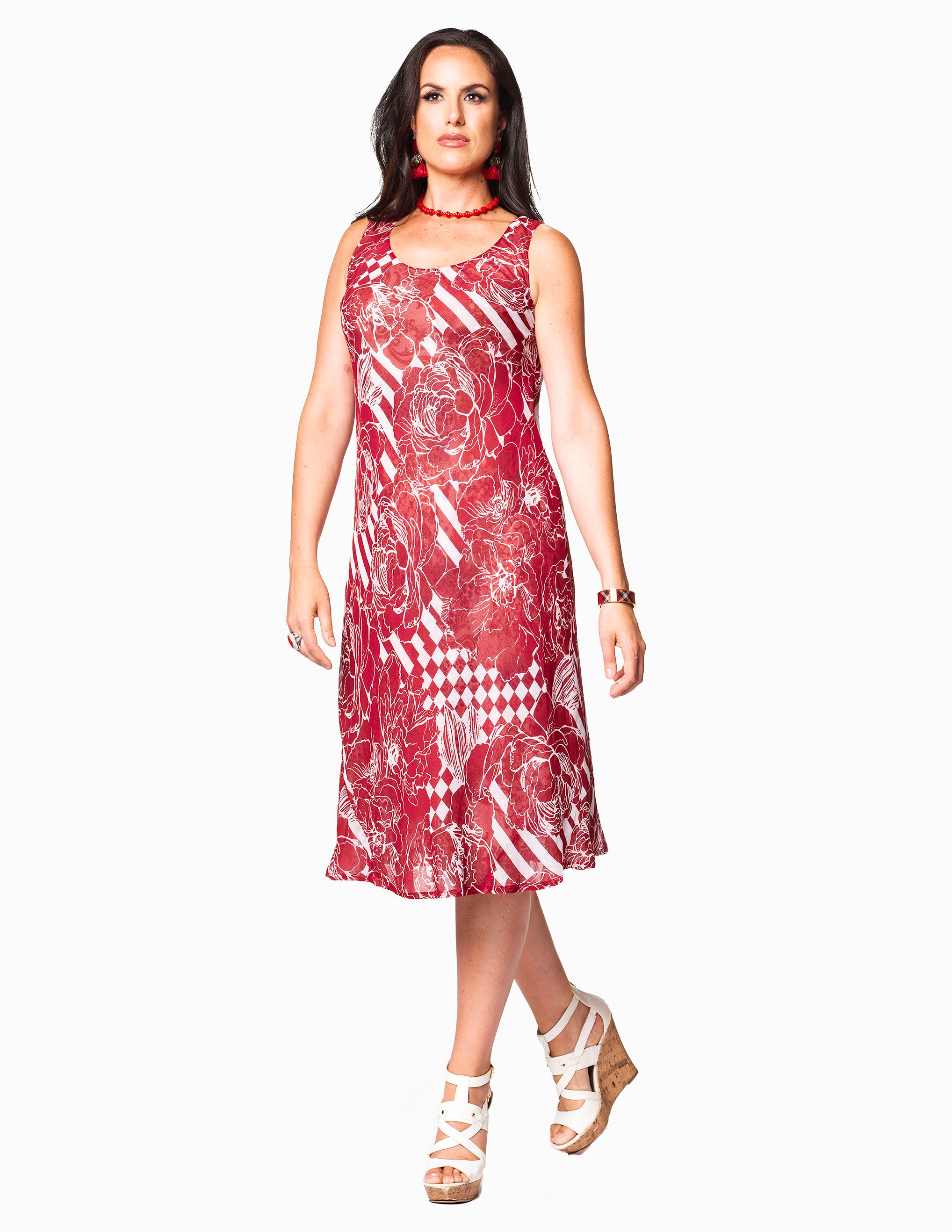 MH-211 - Red-Reversible Dress