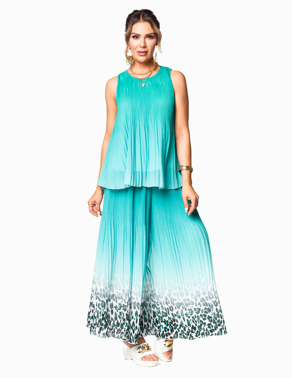 Teal Wide-Leg Pants – MINKAS SS26