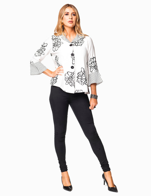 PD-14760 - FLORAL CRINKLED RUFFLE HEM DRESS